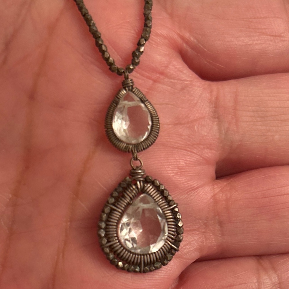 Vintage genuine silver beaded necklace with pendant